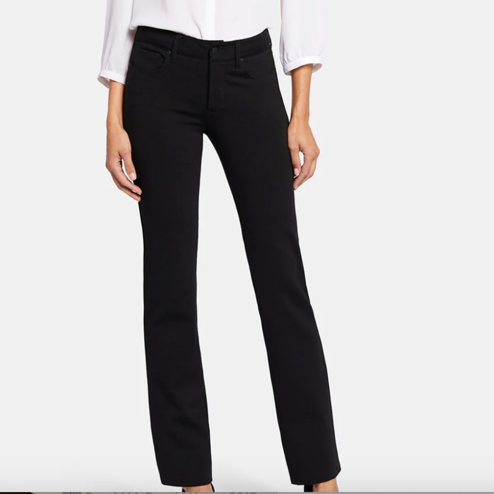 NYDJ Black Leggings/Pant Straight Rich Ponte Stretch Zip Close Back Pocket NWOT